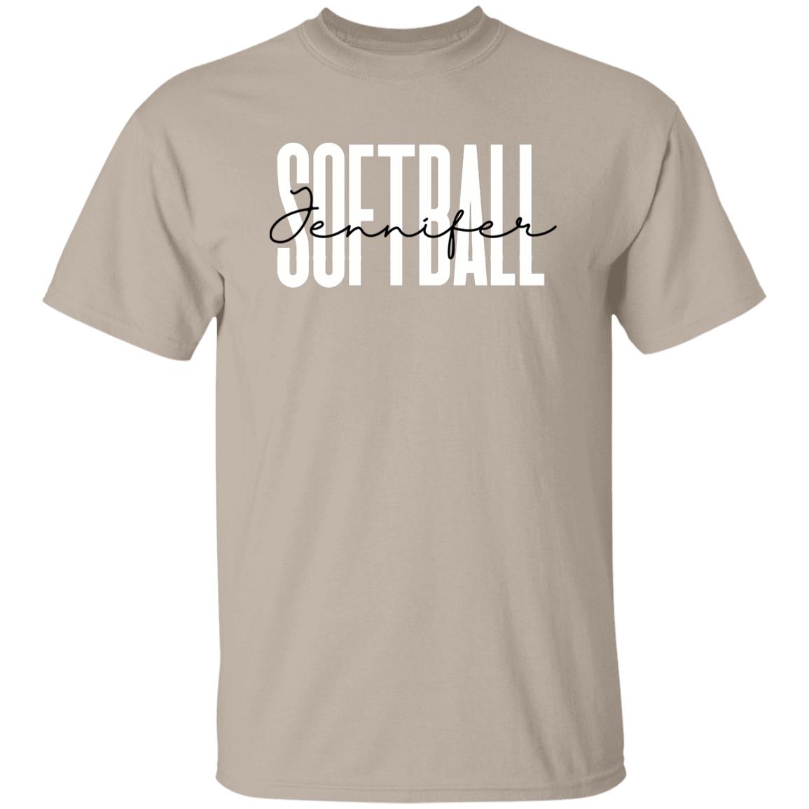 Personalized Softball T-shirt gift Custom name Softball player Softball mom Unisex Tee Sand Pink Light Blue-Family-Gift-Planet