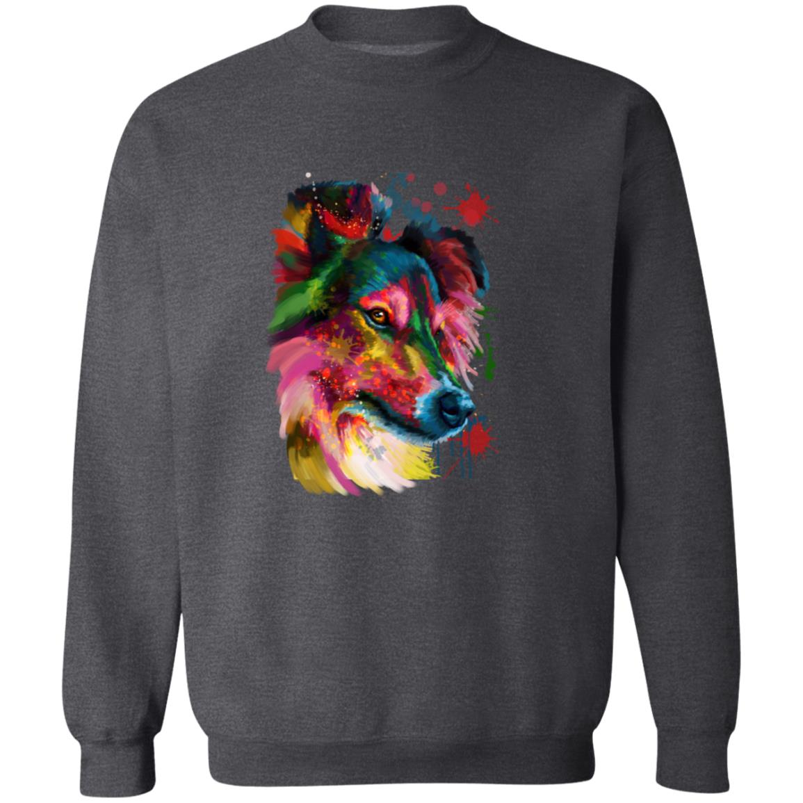 Abstract Sheltie dog Unisex Crewneck Sweatshirt with expressive splashes-Family-Gift-Planet