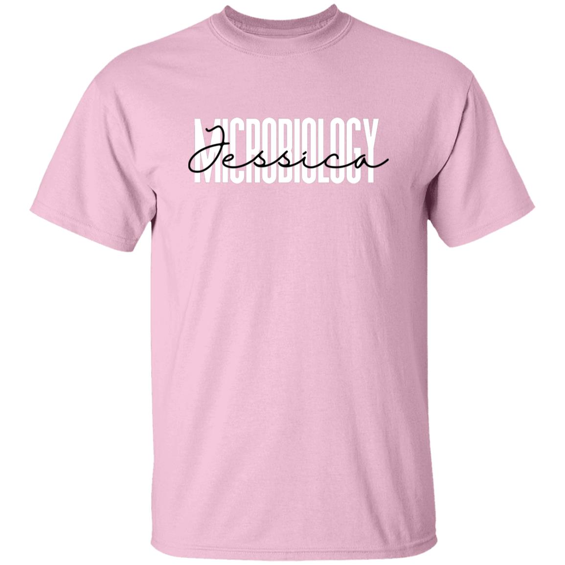 Personalized Microbiology T-Shirt gift Custom name Nuc Med Microbiologist Unisex Tee Sand Pink Blue-Family-Gift-Planet
