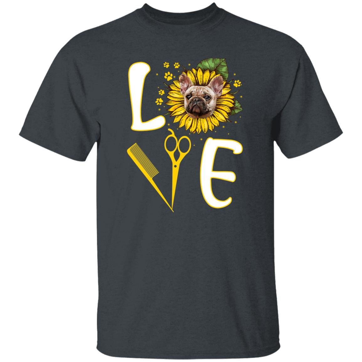 Dog groomer sunflower love Unisex t-shirt gift black navy dark heather-Family-Gift-Planet