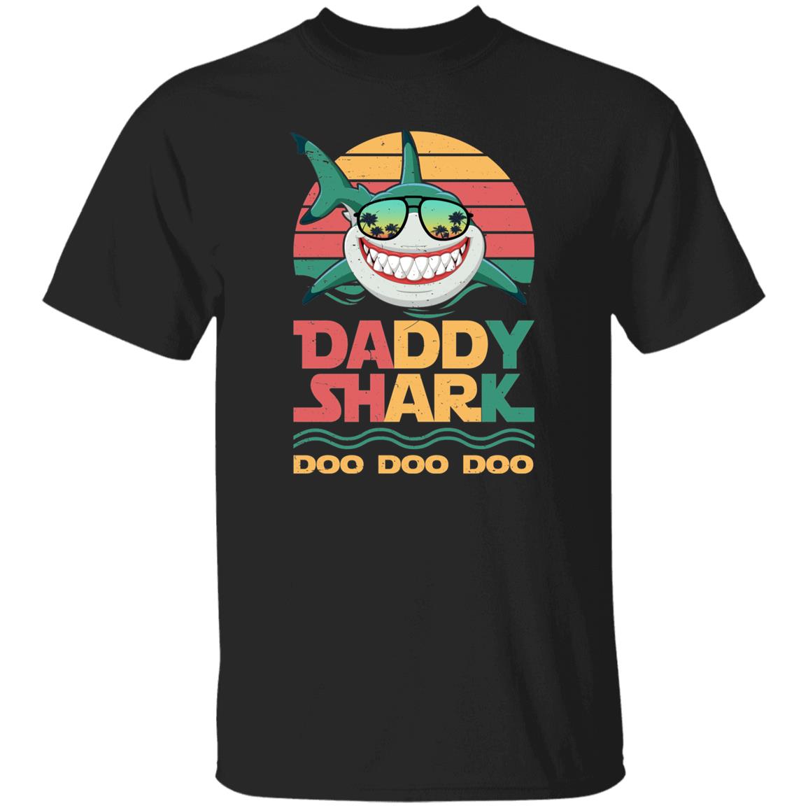Daddy Shark Father's Day T-shirt gift for father black dark heather-Black-Family-Gift-Planet