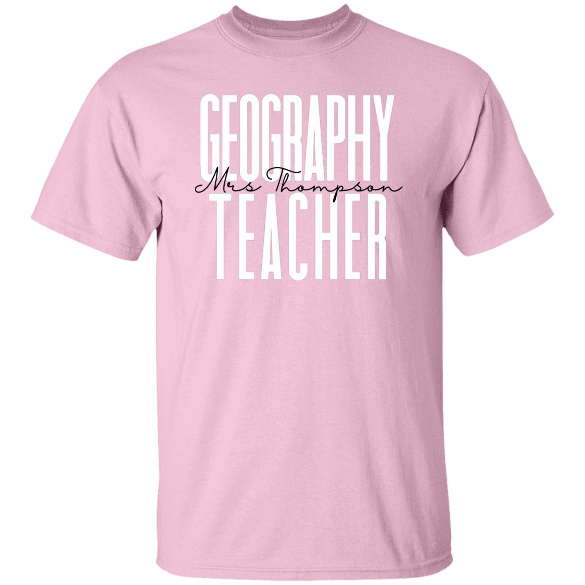 Personalized Geography teacher Unisex T-shirt Custom Name Sand Blue Pink-Family-Gift-Planet