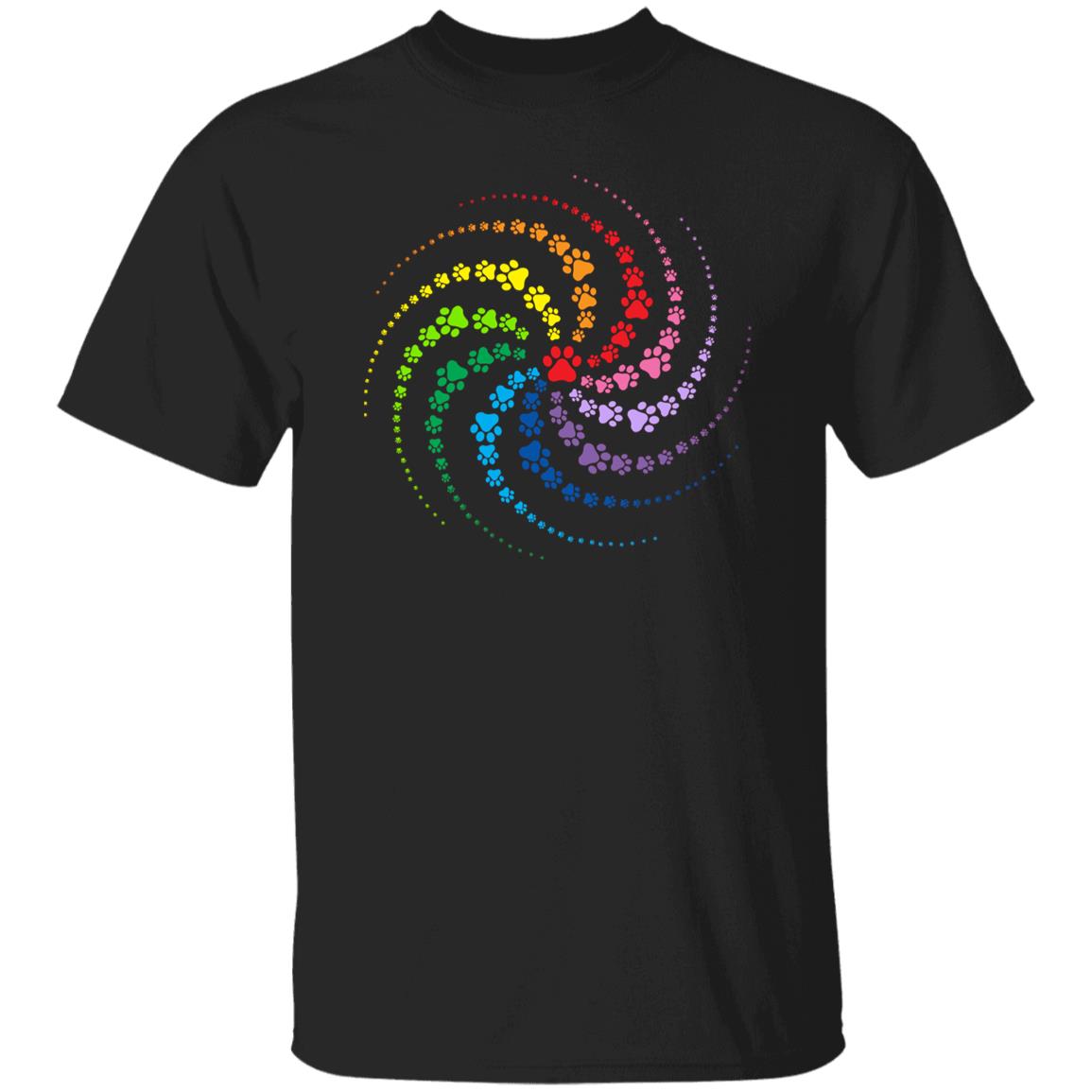 Paw Footprint T-Shirt gift Abstract paw steps Dog lover Unisex tee Black Navy Dark Heather-Family-Gift-Planet