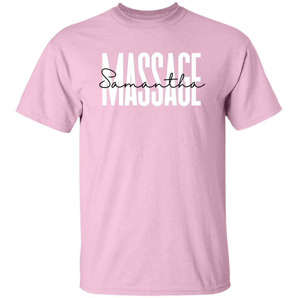Personalized Massage Unisex T-shirt gift for massage therapist Sand Pink Light Blue-Family-Gift-Planet