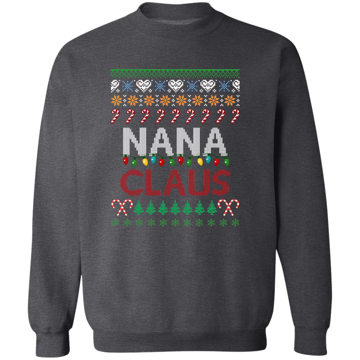 Nana Claus Christmas Unisex Sweatshirt Ugly sweater Black Dark Heather-Family-Gift-Planet