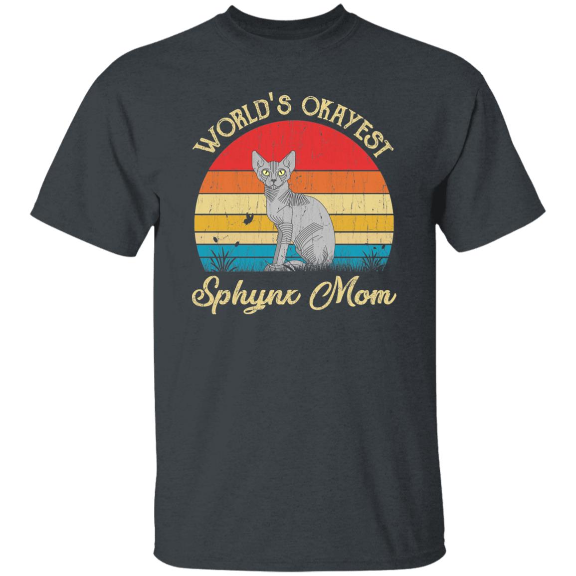 World's Okayest Sphynx mom Retro Style Unisex T-shirt Black Navy Dark Heather-Dark Heather-Family-Gift-Planet
