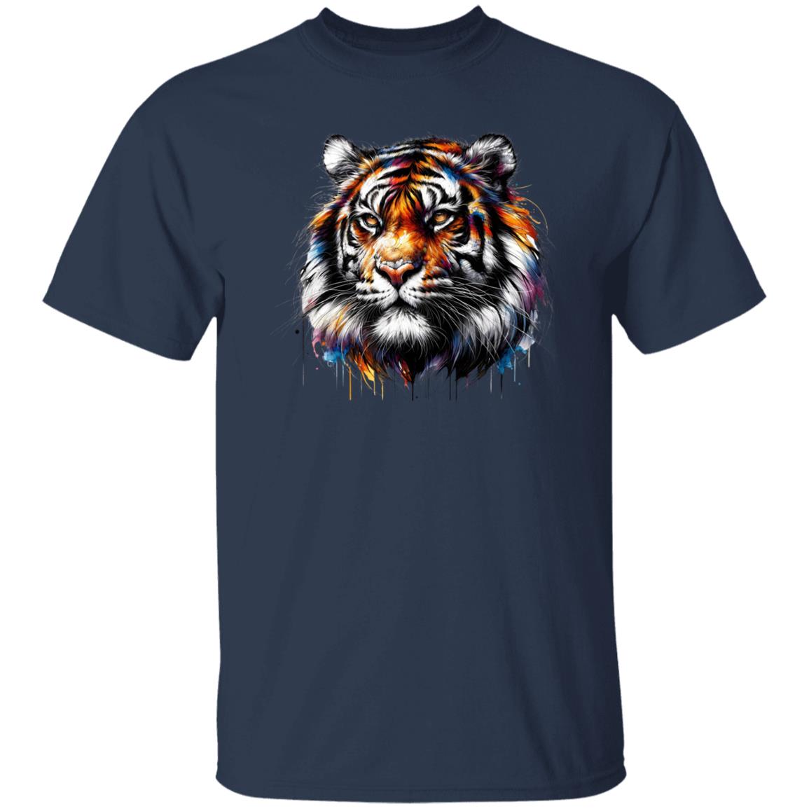 Vibrant Tiger Unisex T-shirt animal lover tee Black Navy Dark Heather-Family-Gift-Planet