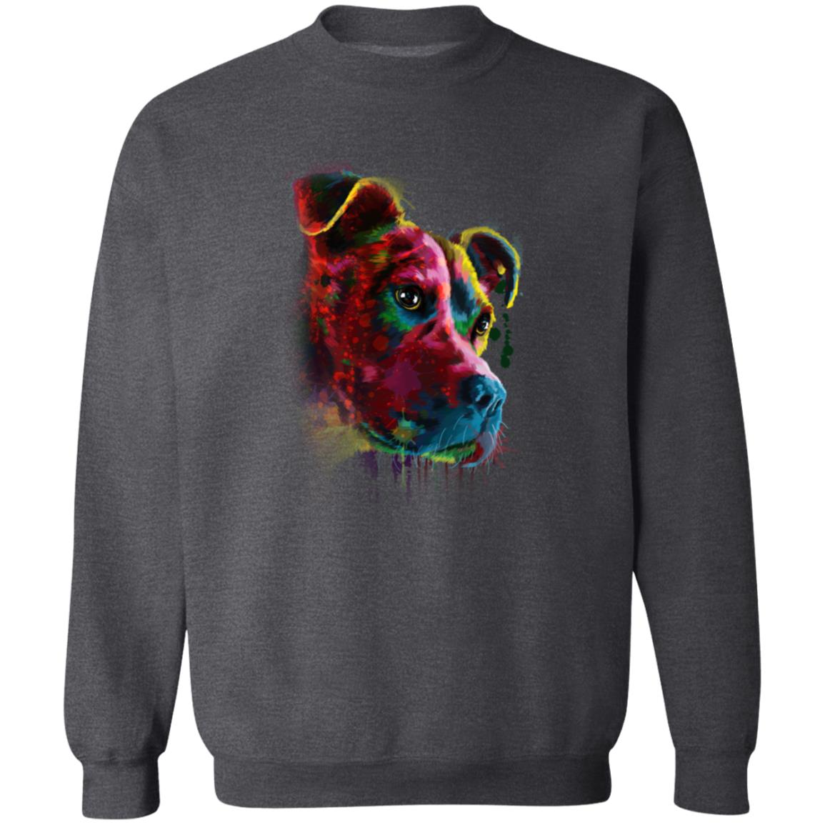 Handdrawn Digital Art Pitbull dog Unisex Crewneck Sweatshirt black navy dark heather-Family-Gift-Planet