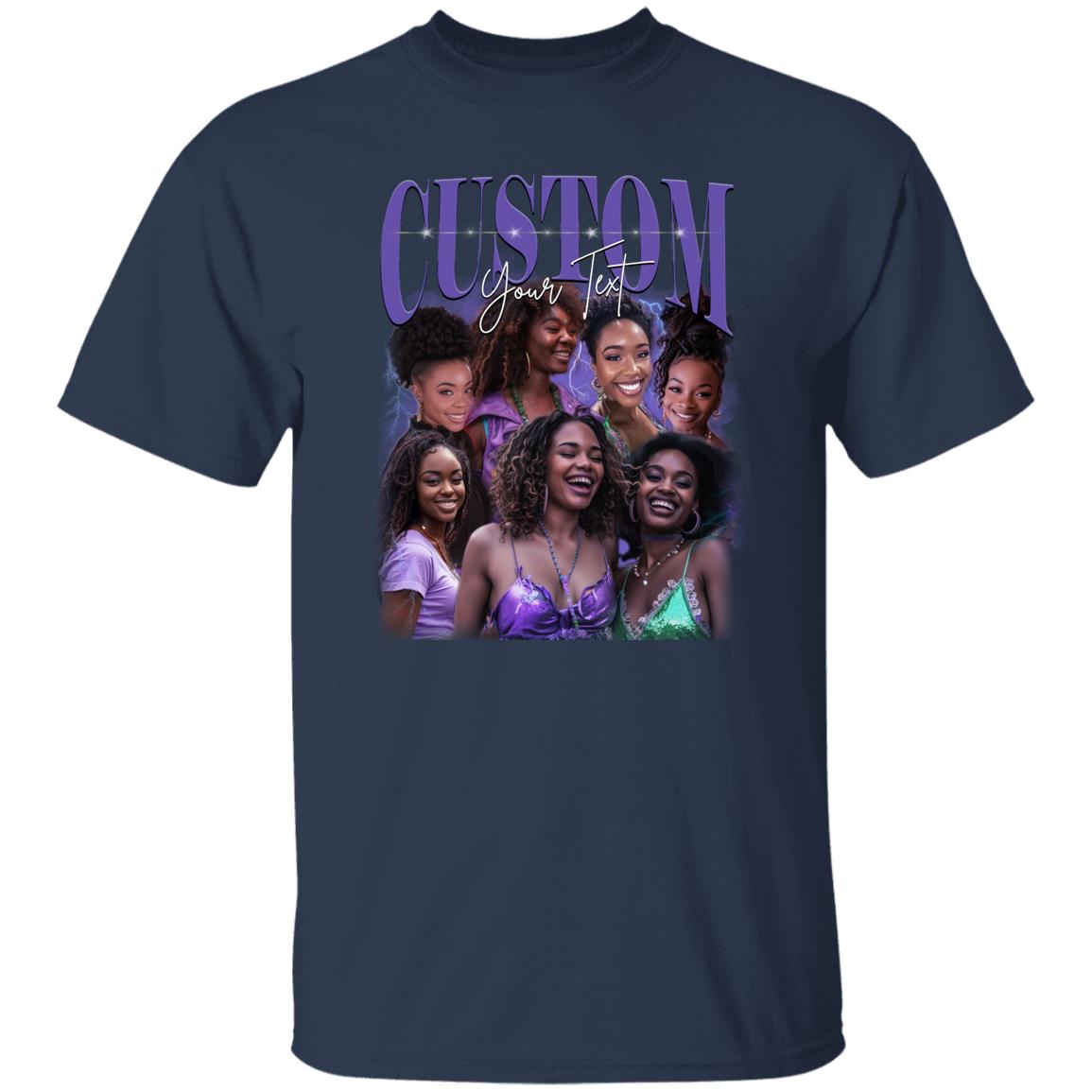 Custom bootleg rap T-Shirt gift Purple 90s Vintage Your own photo Unisex Tee Black Navy Dark Heather-Family-Gift-Planet