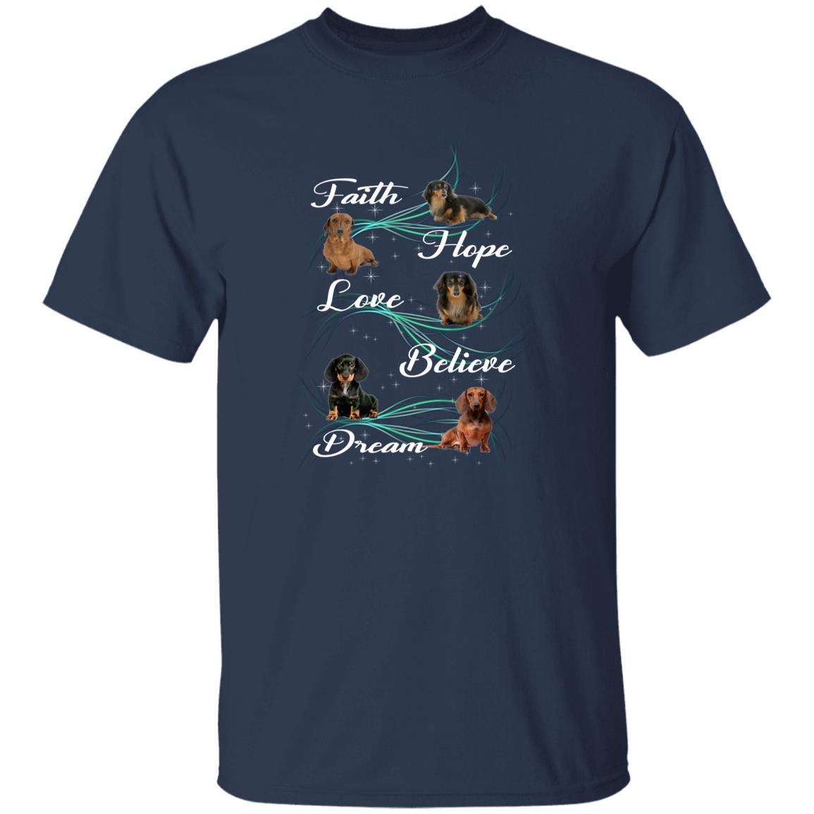 Faith hope love believe dream dog Unisex t-shirt gift black navy dark heather-Family-Gift-Planet