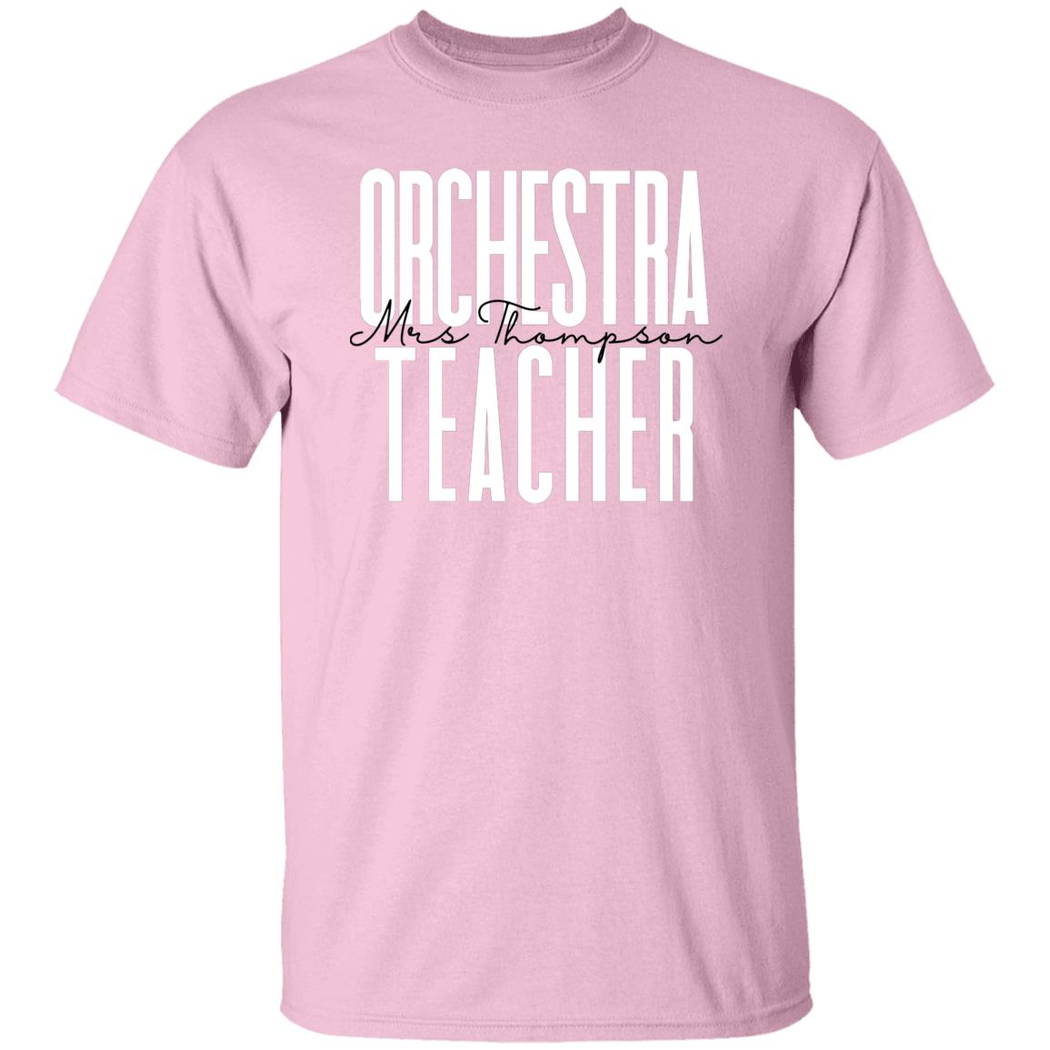 Personalized Orchestra teacher T-shirt gift Custom Name Music teacher Unisex Tee Sand Pink Light Blue-Family-Gift-Planet