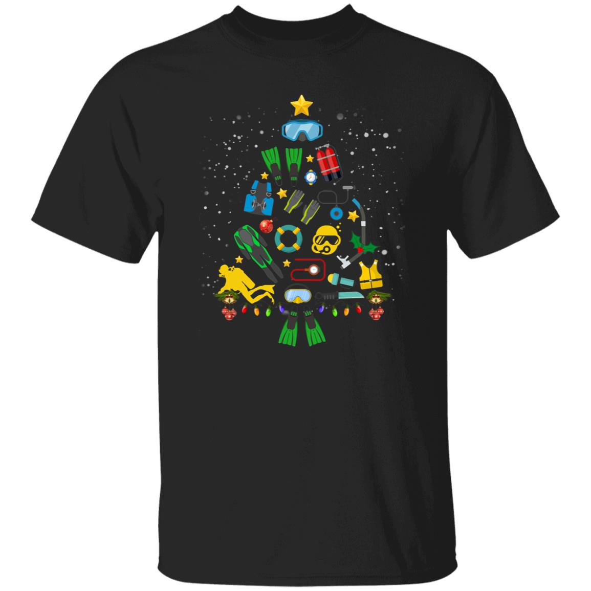 Diver Christmas tree Unisex shirt diving Holiday tee Black Dark Heather-Family-Gift-Planet