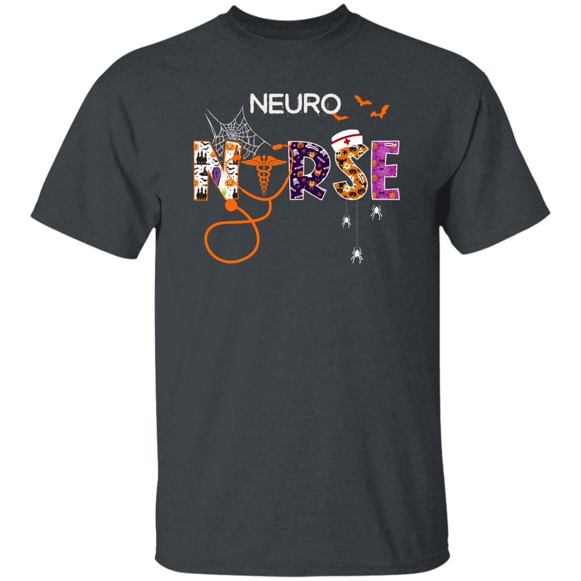Neuro nurse Halloween Unisex T-Shirt Scary Spooky Neurology Nurse neuroscientist tee Black Dark Heather-Family-Gift-Planet