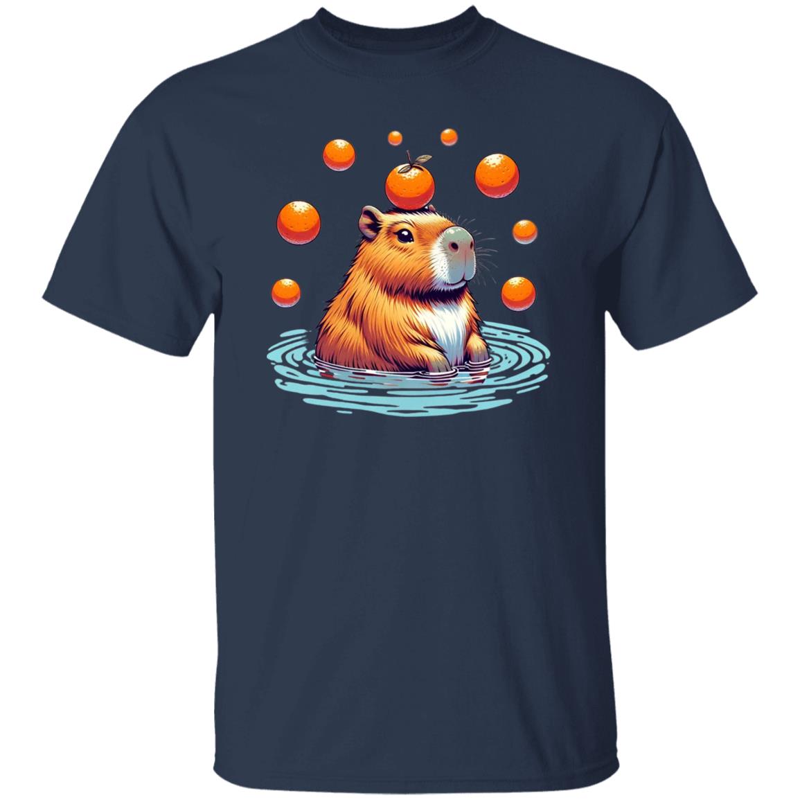 Capibara swimming with balls and apples T-Shirt gift Capibara mom Unisex tee Black Navy Dark Heather-Family-Gift-Planet