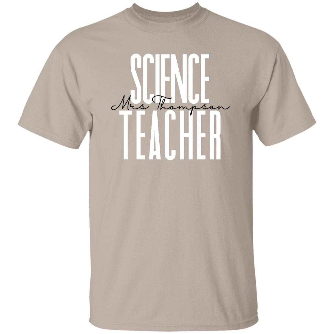 Personalized Science teacher T-shirt gift Custom name School Scientist Unisex Tee Sand Pink Light Blue-Family-Gift-Planet