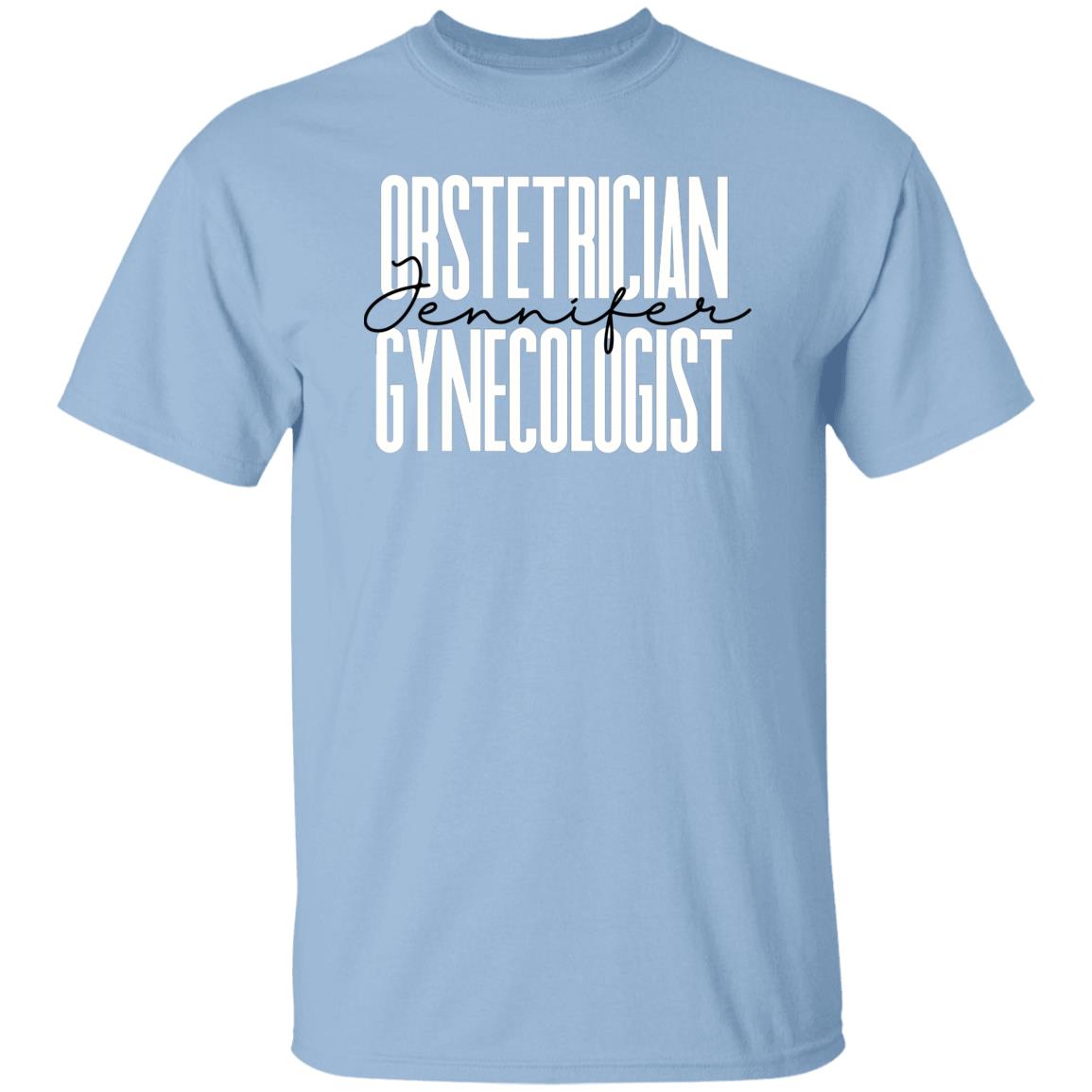Personalized Obstetrician Gynecologist T-shirt gift OBGYN nurse Unisex Tee Sand Pink Light Blue-Family-Gift-Planet