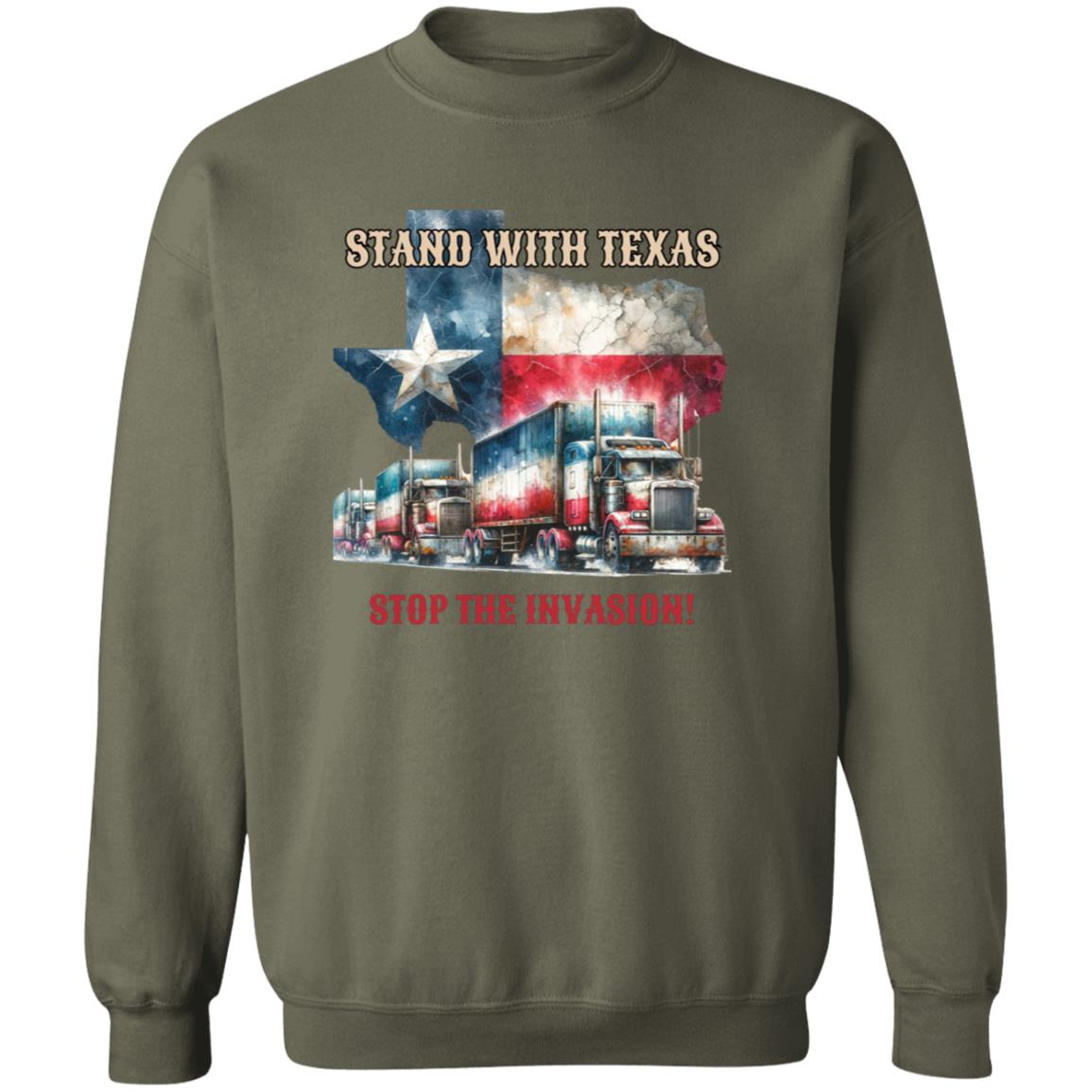 Stand with Texas Stop the invasion Unisex Sweatshirt border truck Texas black-Family-Gift-Planet