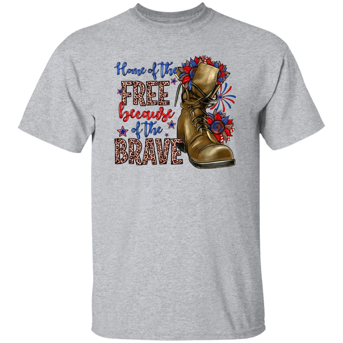 Home of the free because of the brave T-Shirt gift July 4th Patriotic Unisex tee Sand White Sport Grey-Family-Gift-Planet