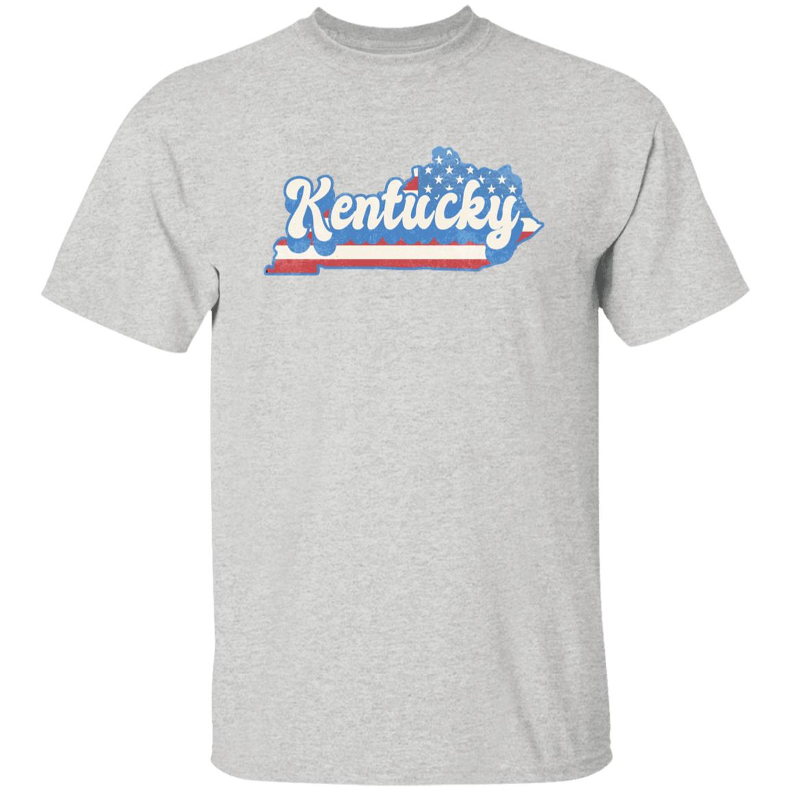 Kentucky US flag Unisex T-Shirt American patriotic KY state tee White Ash Blue-Ash-Family-Gift-Planet