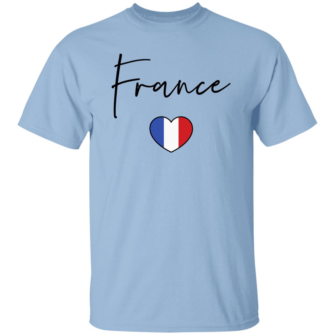 France flag heart Unisex T-shirt France love tee White Sand Blue-Family-Gift-Planet