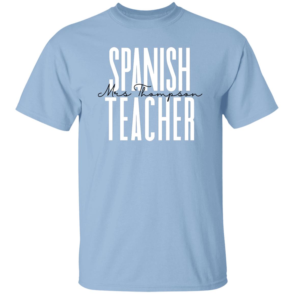 Personalized Spanish teacher T-shirt gift Custom name Maestra Back to school Unisex Tee Sand Pink Light Blue-Family-Gift-Planet