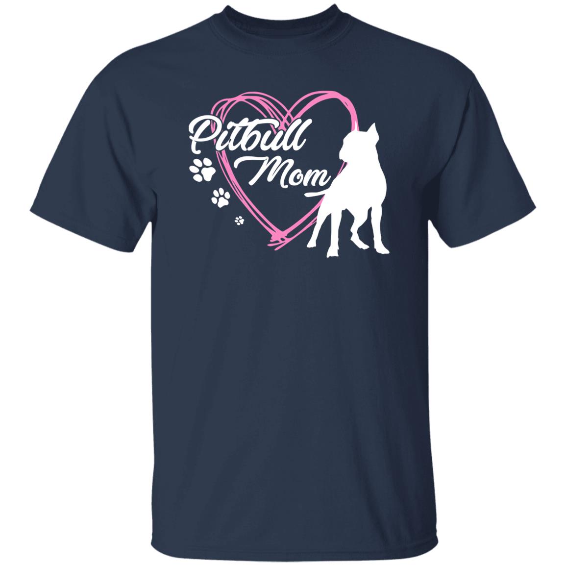 Pitbull mom T-Shirt gift Heart Pitbull paws Dog mama Unisex tee Black Navy Dark Heather-Family-Gift-Planet