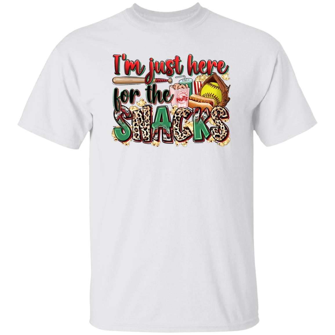 Softball Cheer T-Shirt Softball mama I'm just here for the snacks Unisex Tee Sand White Sport Grey-Family-Gift-Planet