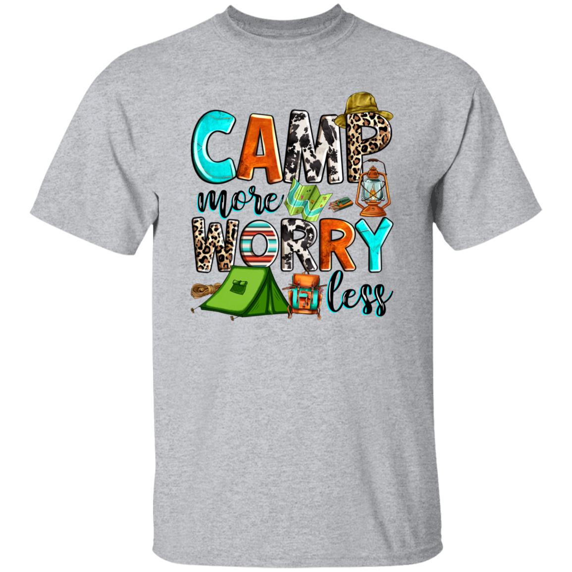 Camp more worry less T-Shirt Camper Unisex tee White Sand Sport Grey-Family-Gift-Planet