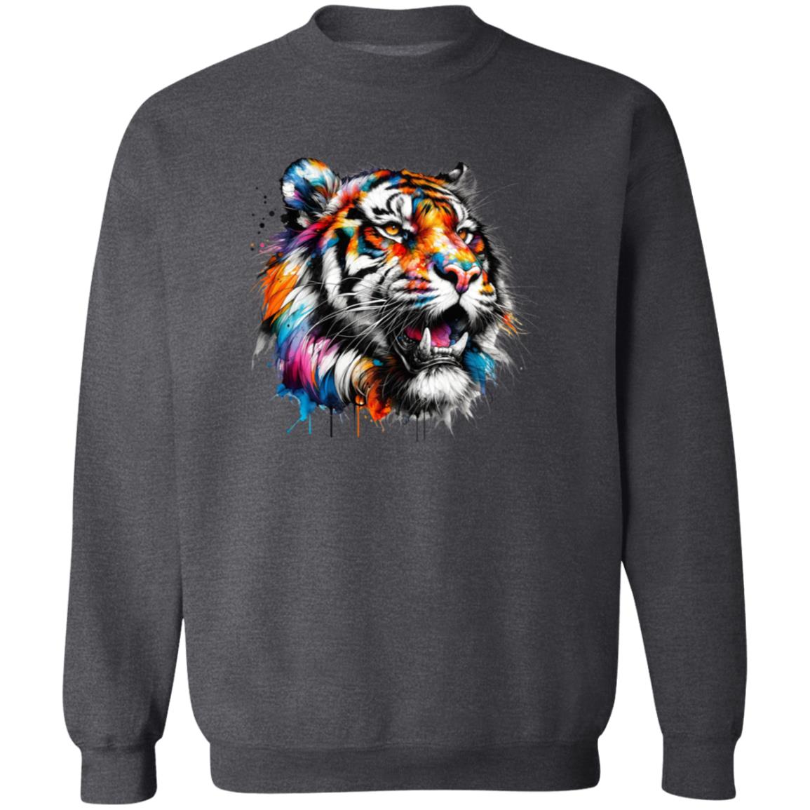 Abstract Tiger Color Splash Unisex Sweatshirt Black Navy Dark Heather-Family-Gift-Planet