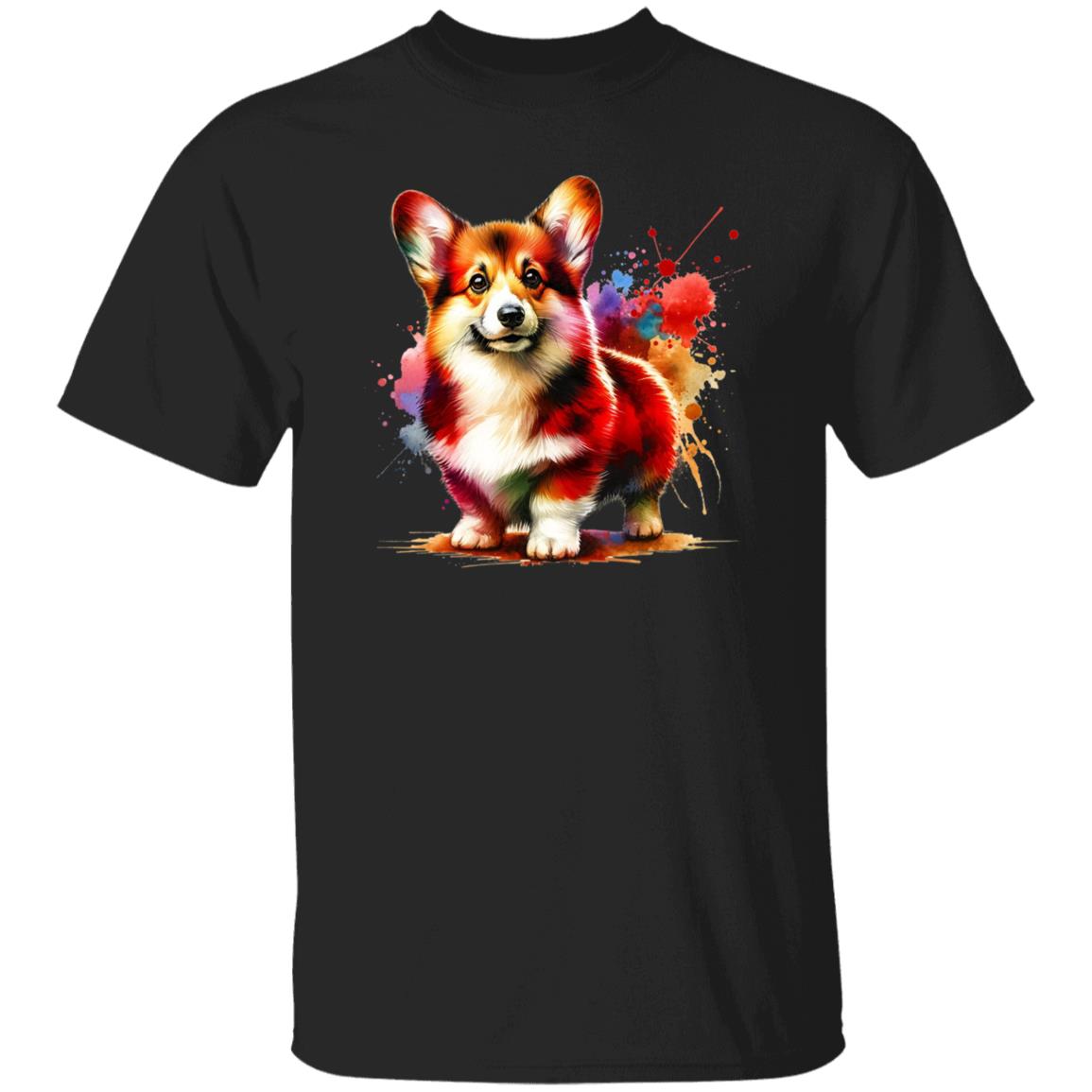 Welsh Corgi Color Splash Unisex T-Shirt Black Navy Dark Heather-Family-Gift-Planet