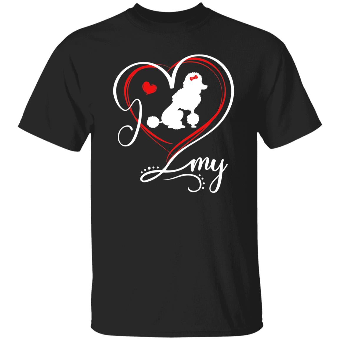 I love my Poodle heart T-Shirt gift Poodle Dog mom Unisex tee Black Navy Dark Heather-Family-Gift-Planet
