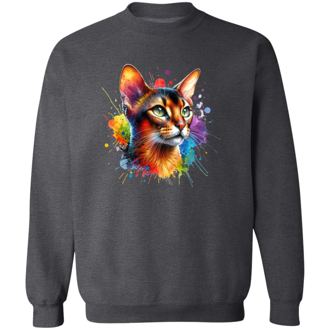 Abyssinian Color Splash Unisex Sweatshirt Black Navy Dark Heather-Family-Gift-Planet