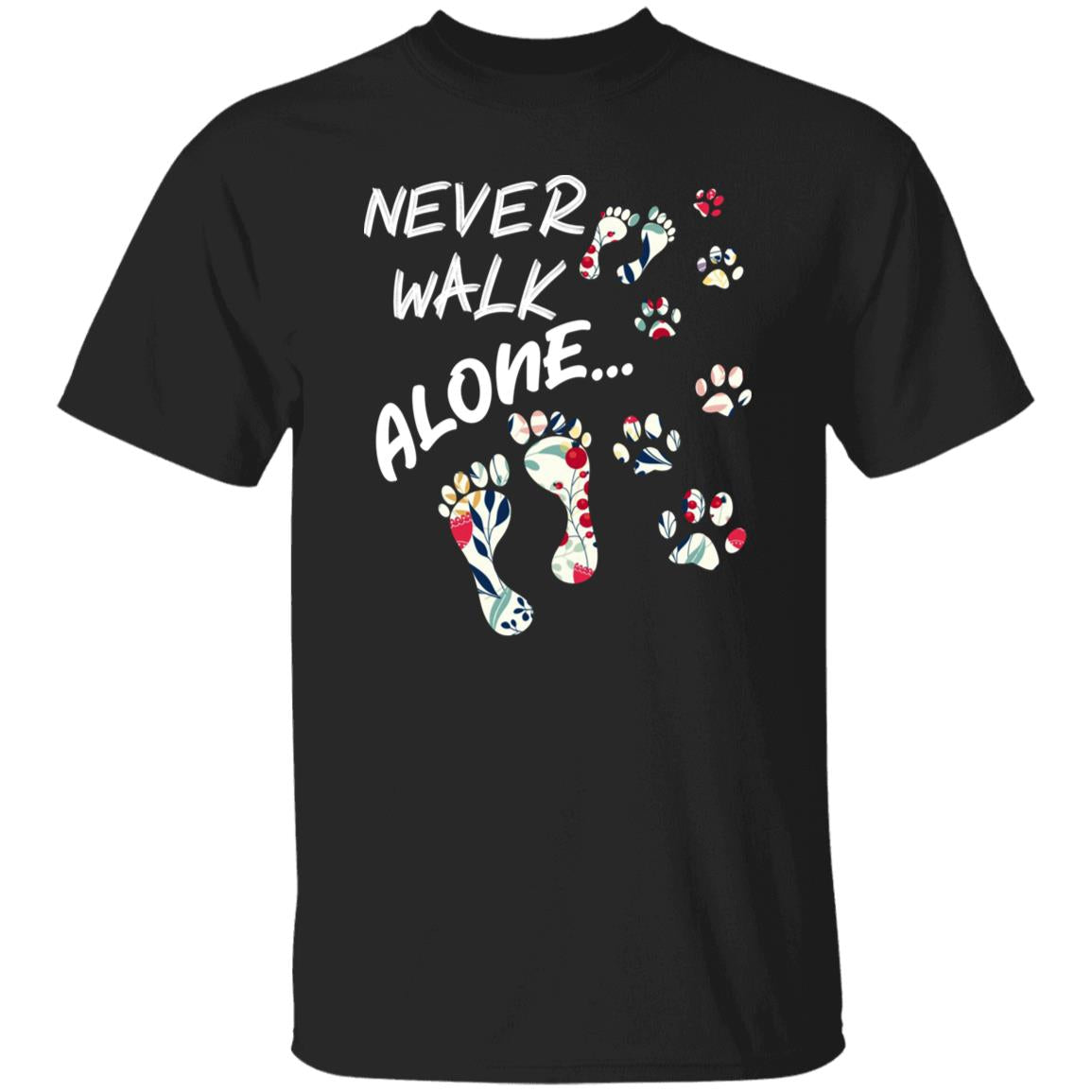 Never walk alone dog love Unisex t-shirt gift black navy dark heather-Family-Gift-Planet