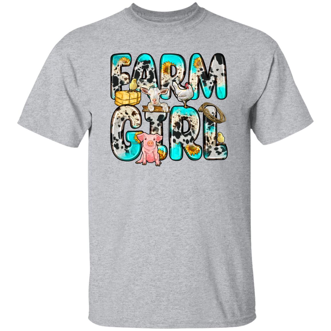 Farm girl T-Shirt gift Cow skin pig goat chicken farmer Unisex tee Sand White Sport Grey-Family-Gift-Planet
