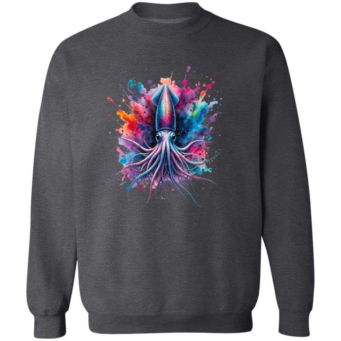 Artistic Deep sea squid Color Splash Unisex Sweatshirt Black Navy Dark Heather-Family-Gift-Planet