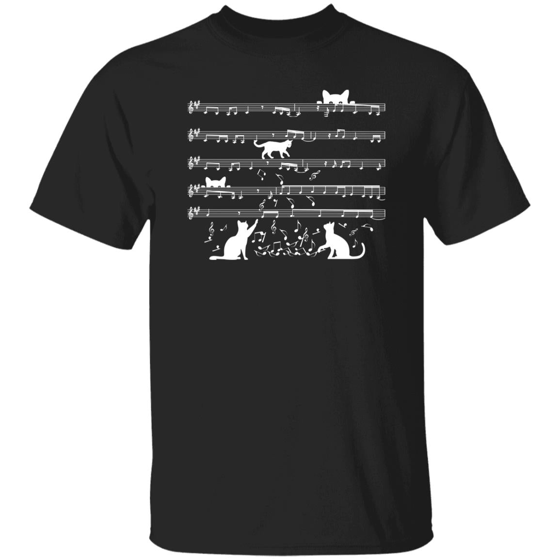Cat Music Notes Unisex shirt cat melody tee Black Dark Heather-Family-Gift-Planet