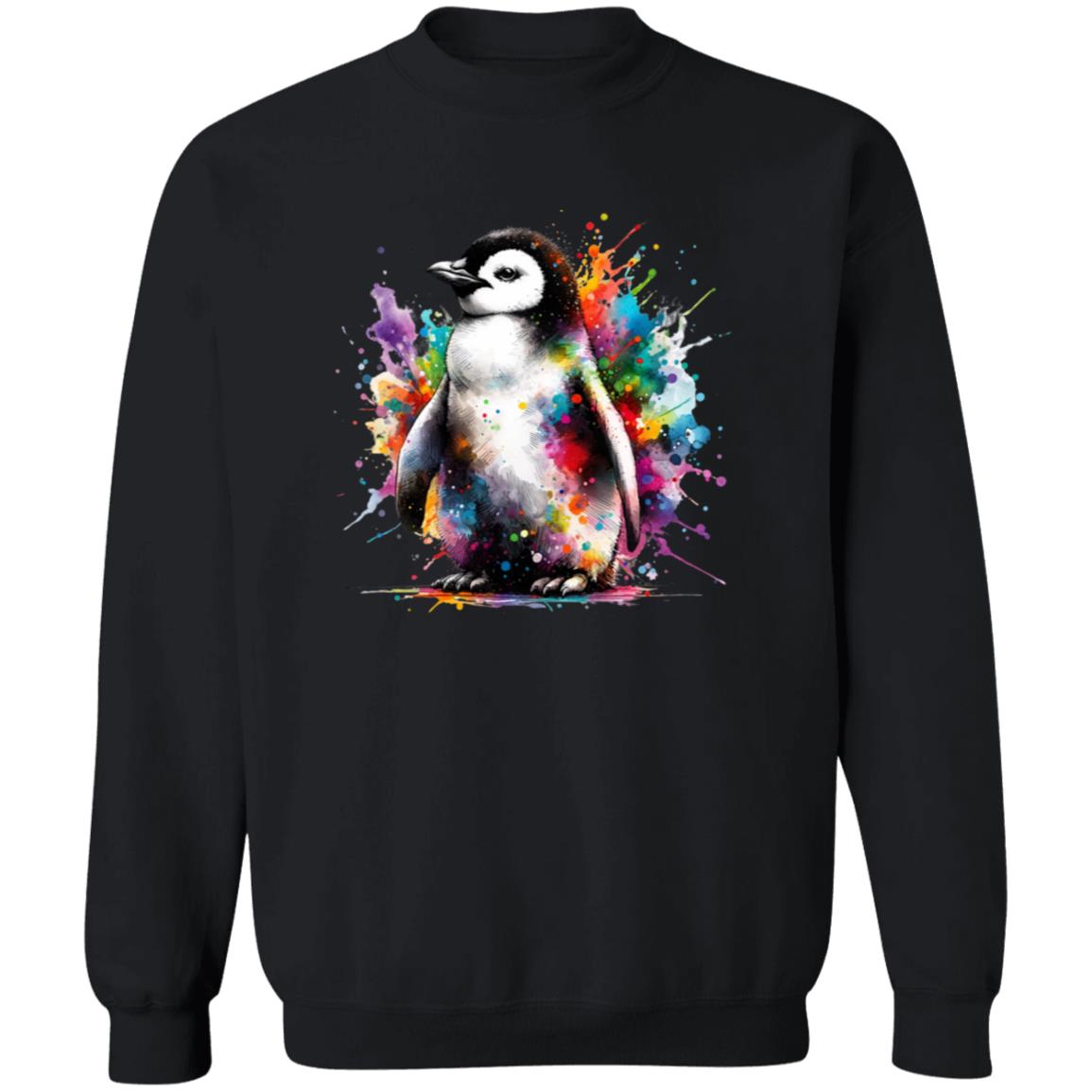 Artistic Penguin Color Splash Unisex Sweatshirt Black Navy Dark Heather-Family-Gift-Planet