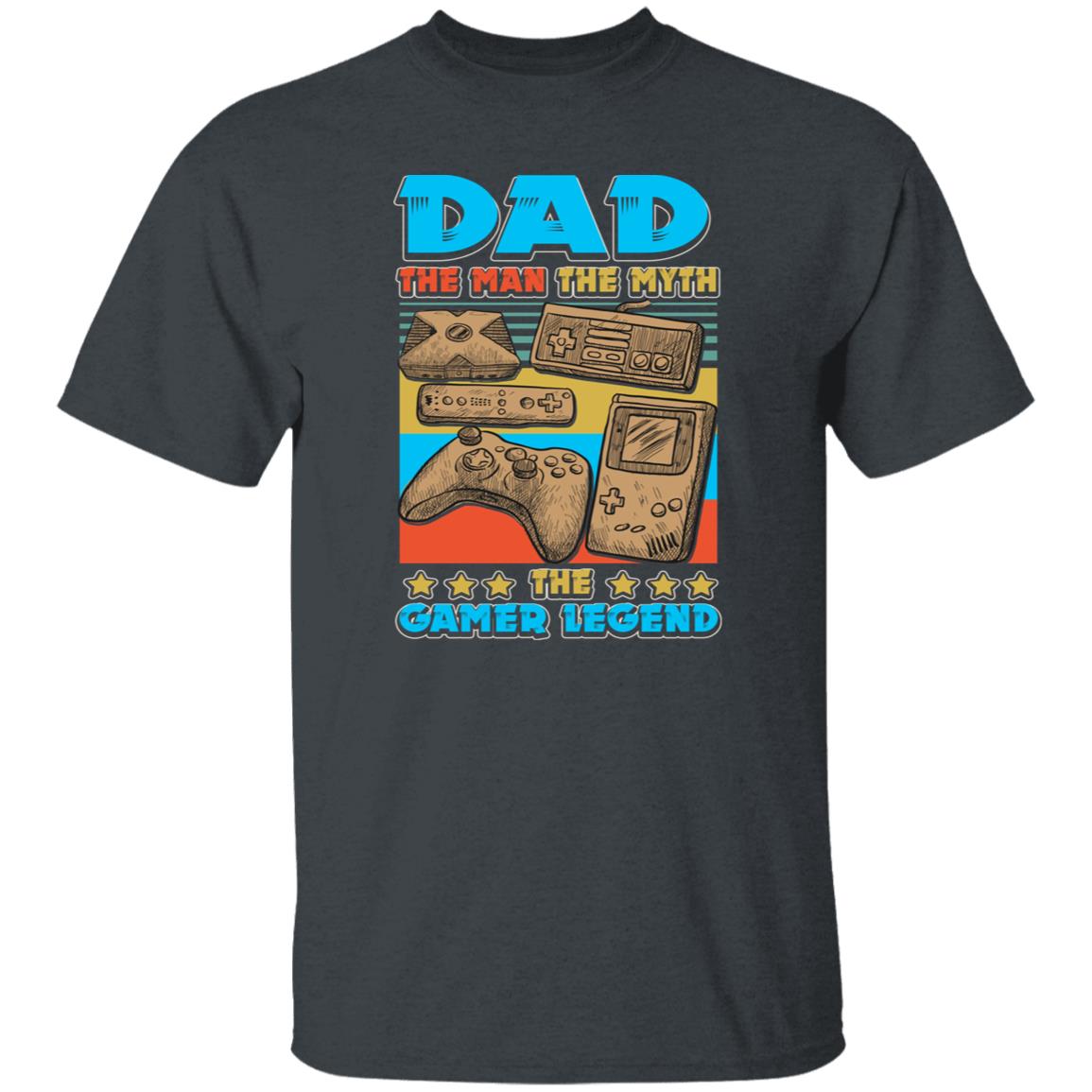 Dad The Man The Myth The Gamer Legend T-shirt gift for father black dark heather-Dark Heather-Family-Gift-Planet