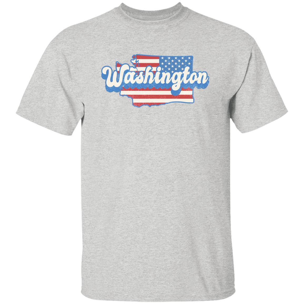 Washington US flag Unisex T-Shirt American patriotic WA state tee White Ash Blue-Ash-Family-Gift-Planet