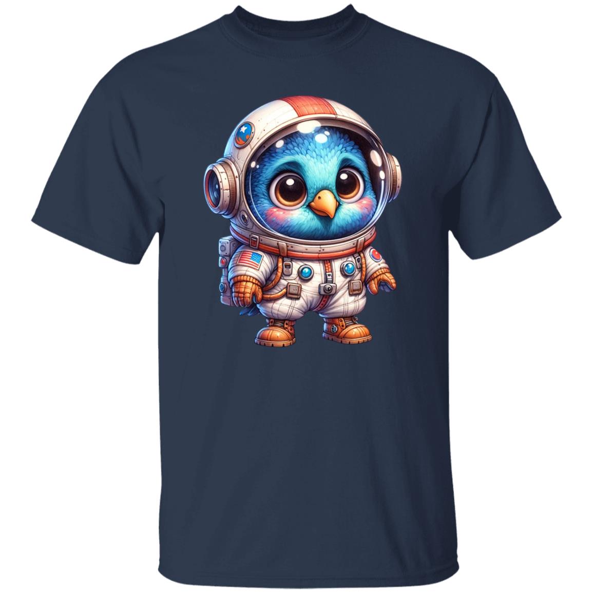Bird US astronaut Unisex T-shirt cosmos lover cute bird tee Black Navy Dark Heather-Family-Gift-Planet