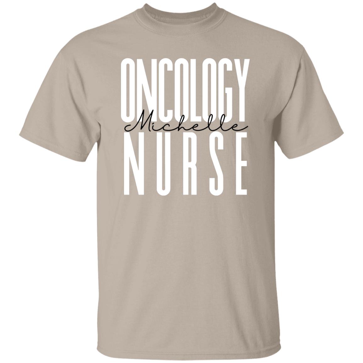 Personalized Oncology nurse T-shirt gift Custom name Chemo infusion nurse Unisex Tee Sand Pink Light Blue-Family-Gift-Planet