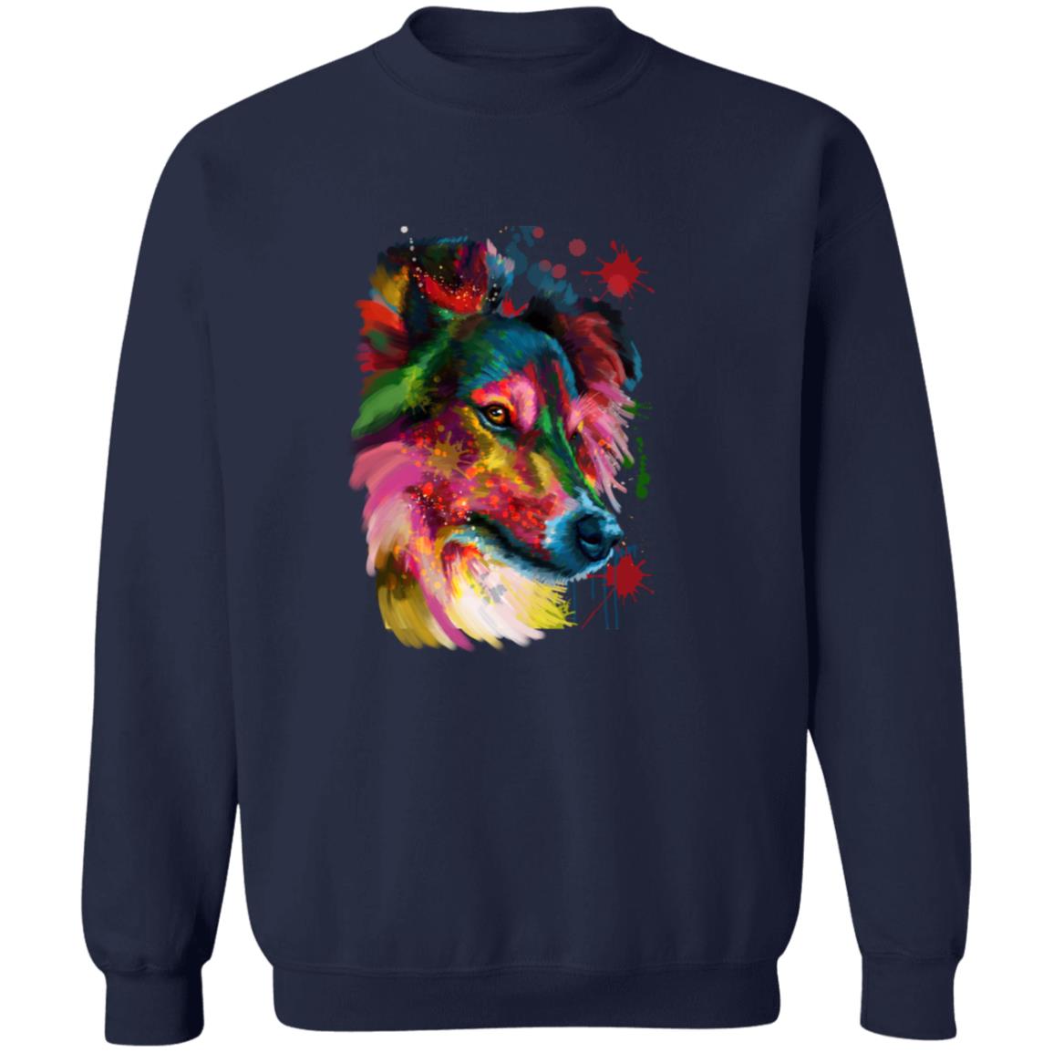 Abstract Sheltie dog Unisex Crewneck Sweatshirt with expressive splashes-Family-Gift-Planet