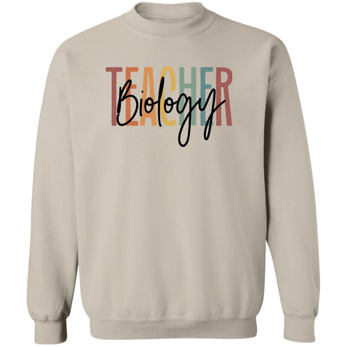 Biology teacher Sweatshirt Crewneck Unisex Gildan Sand Ash S-2XL-Sand-Family-Gift-Planet