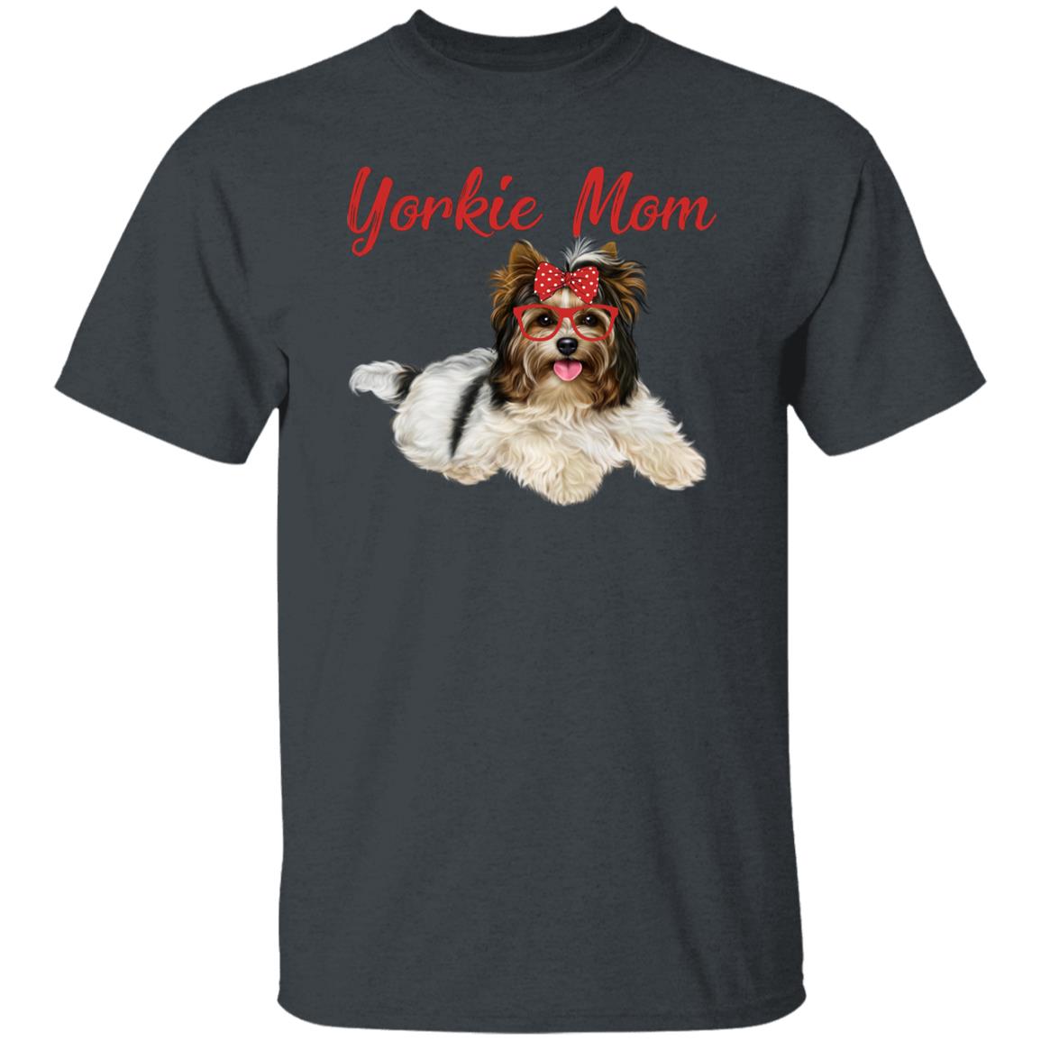 Yorkie Mom Unisex T-Shirt gift Yorkie dog owner tee black dark heather-Family-Gift-Planet