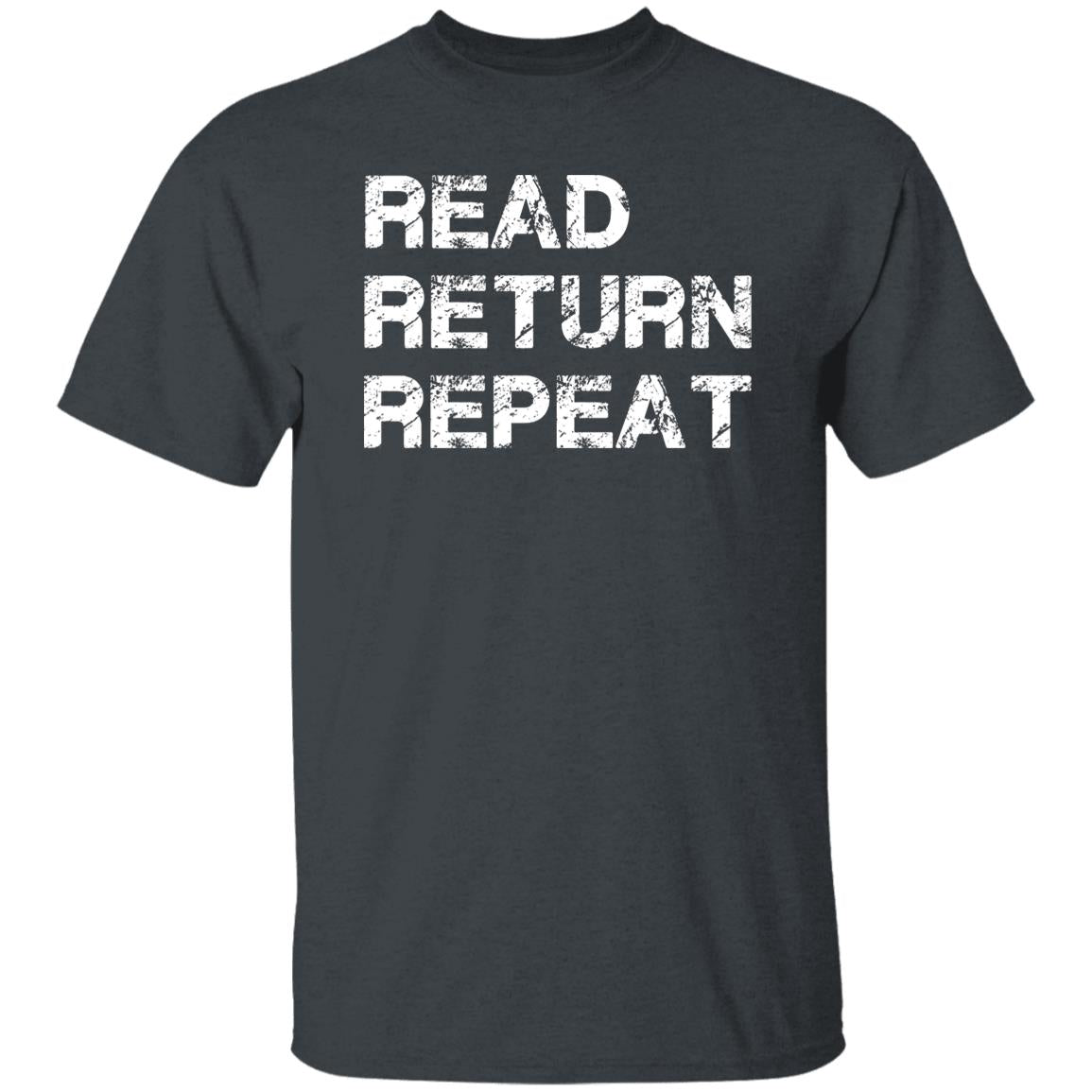 Read Return Repeat Unisex T-shirt book lover, Librarian tee black dark heather-Family-Gift-Planet
