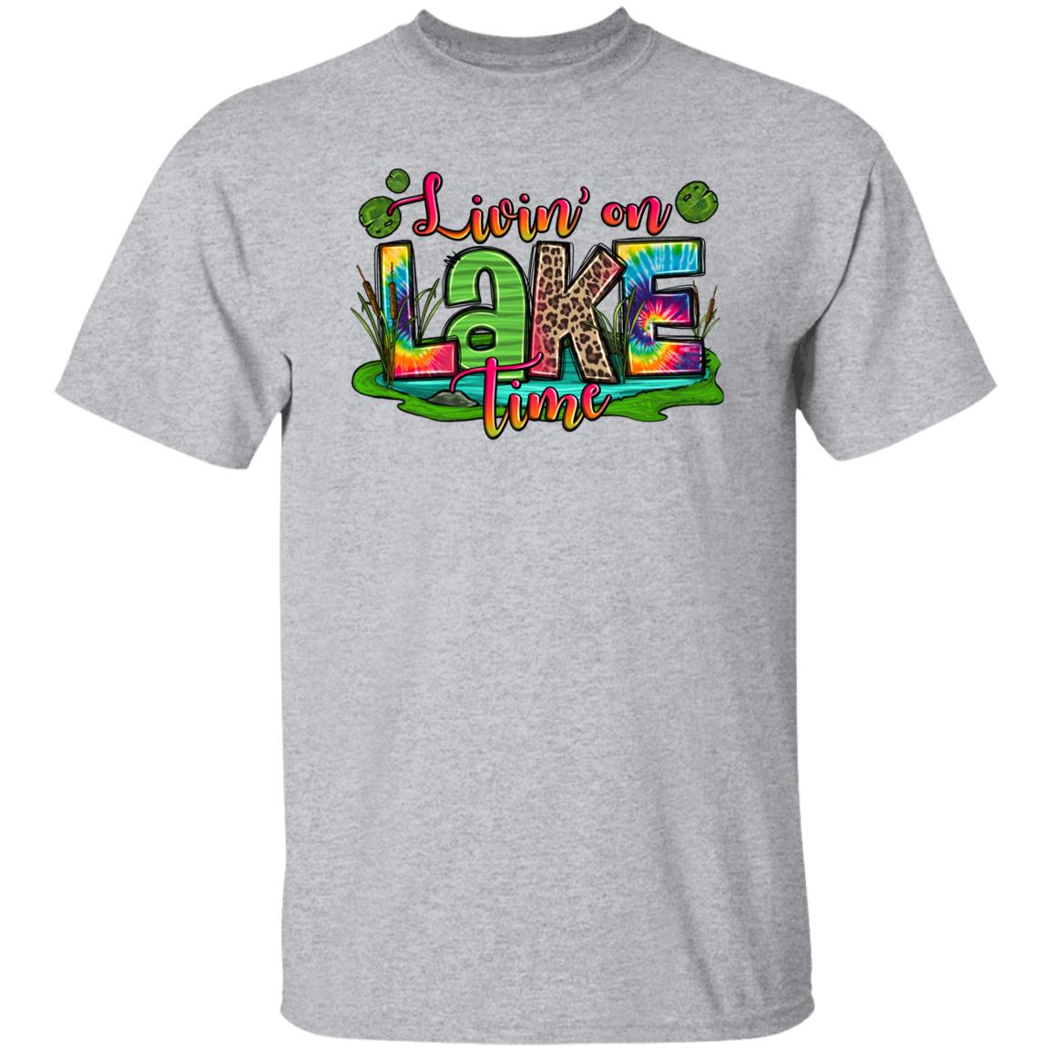 Living on lake time T-Shirt gift Summer lake camping Unisex Tee Sand White Sport Grey-Family-Gift-Planet