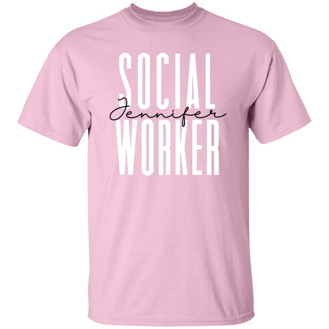 Personalized Social worker T-shirt gift Custom name social work school counselor Unisex Tee Sand Pink Light Blue-Family-Gift-Planet