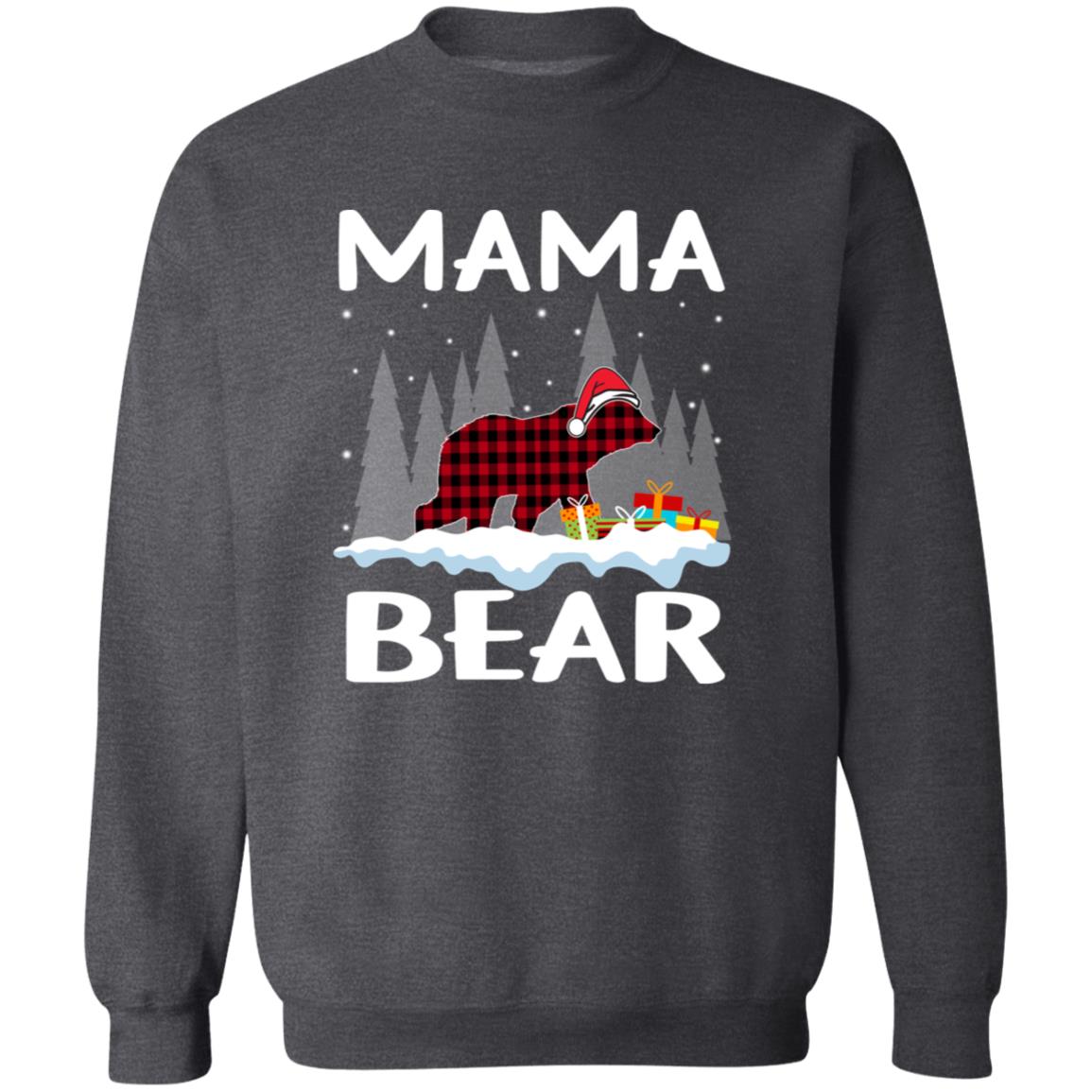 Mama Bear Christmas Unisex Sweatshirt Black Dark Heather-Family-Gift-Planet