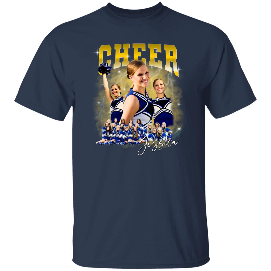 Custom Cheer Unisex T-Shirt Your pictures Cheer coach cheer team cheerleader tee Black Navy Dark Heather-Family-Gift-Planet
