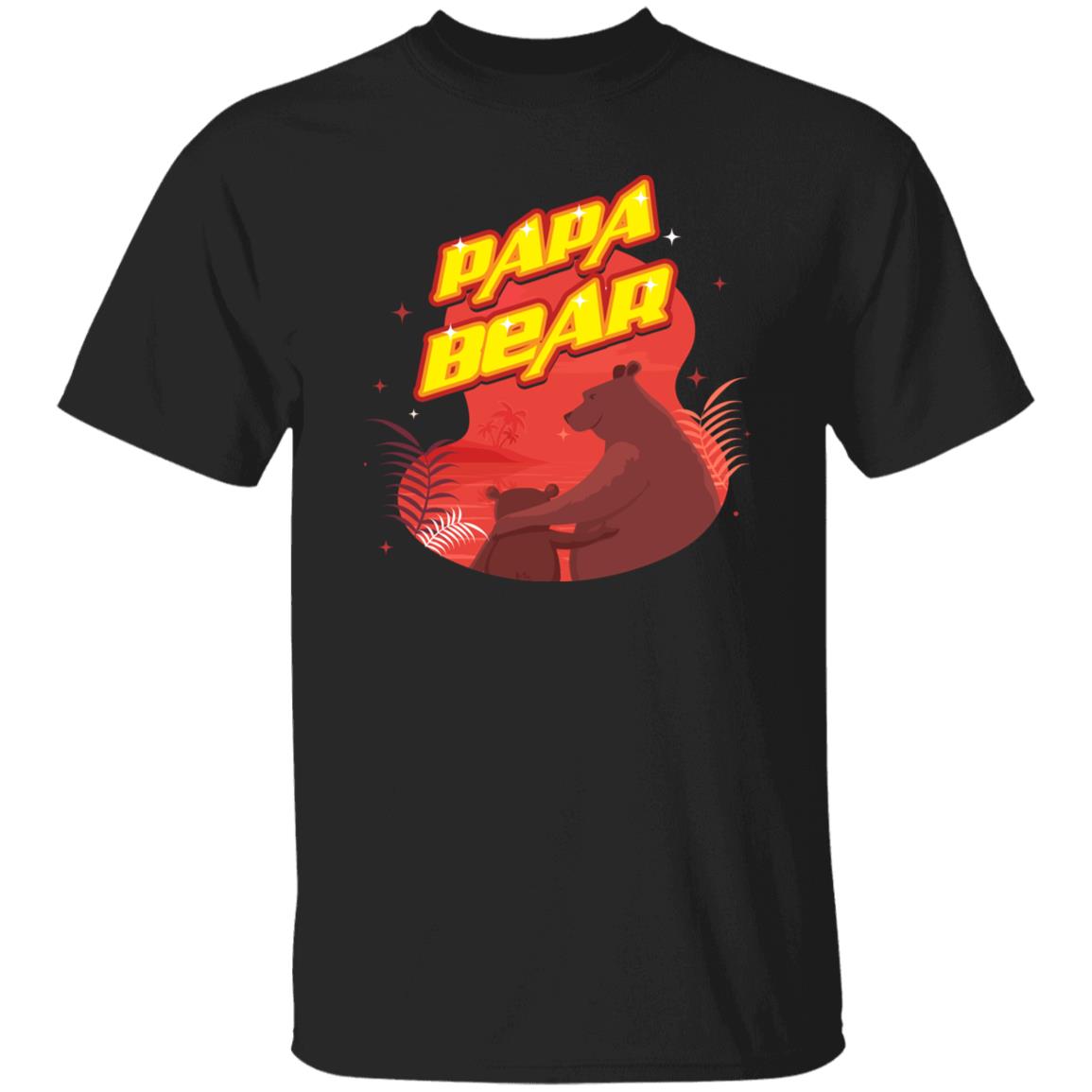 Papa Bear Unisex T-shirt gift for dad Father's day tee black dark heather-Black-Family-Gift-Planet
